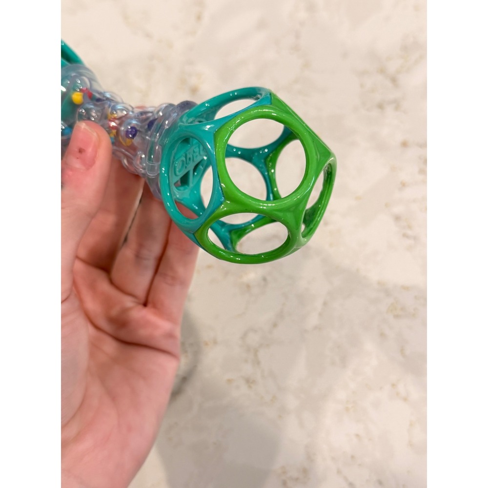 Oball Shaker Rattle Toy Green Teal Blue Infant Sensory Development Easy Grip - Picture 4 of 4